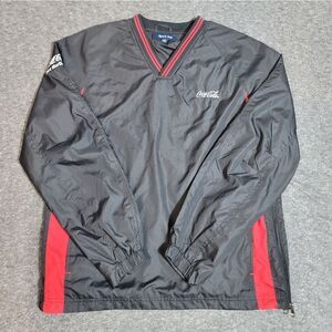 Vtg Coca-Cola Sport-Tek Pullover Windbreaker Black Red Embroidered Jacket Men S.